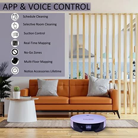 I clean V100 PRO - White Wet and Dry Intelligent Robotic Vacuum Cleaner (Smart App Enabled, Compatible with Google Assistant & Alexa)