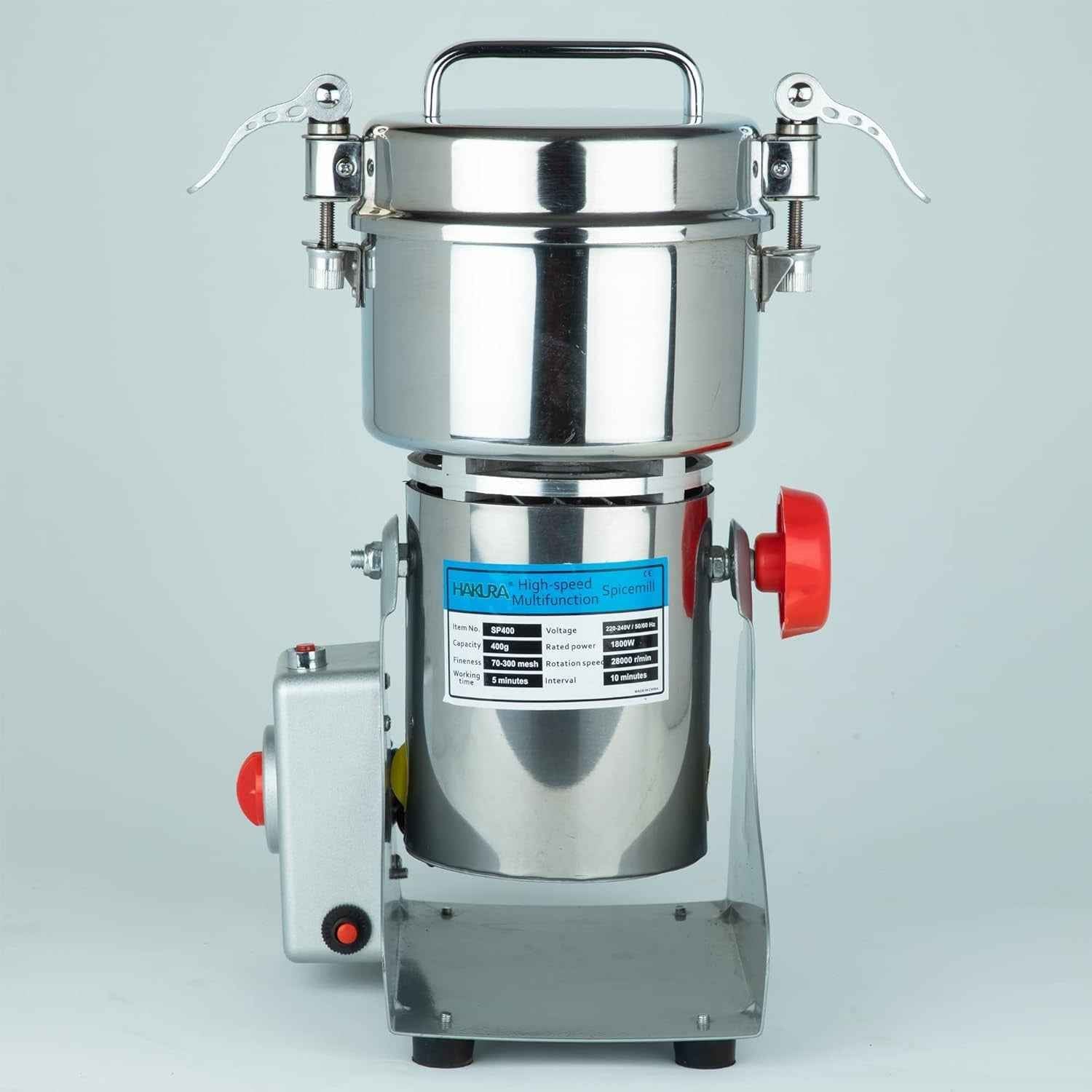 Stainless Steel Spice Mill Flour Mill Electric Dry Masala Herbs Grinder Mixer Machine for Home 400g (Silver)(110VOLT ONLY FOR USA & CANADA)
