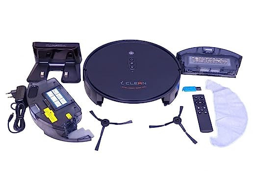 I clean V100 PRO - Black Wet and Dry Intelligent Robotic Vacuum Cleaner (Smart App Enabled, Compatible with Google Assistant & Alexa)