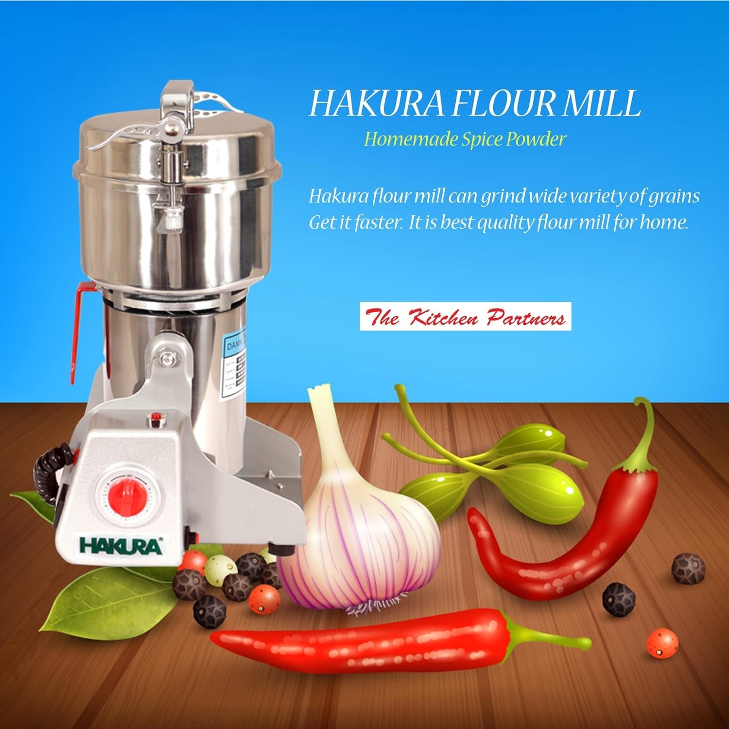 HAKURA High Speed 28000RPM Domestic Mini Spice Mill | Stainless Steel Body | Compact | Easy use| 230V