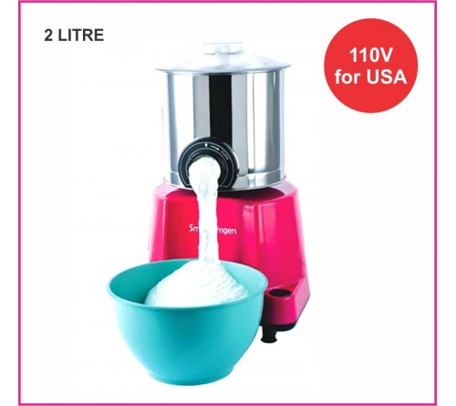 110 VOLT FOR USA (2 IN 1 COMBO) COMFORT PLUS TABLETOP WET GRINDER 2L PINK COLOR + ATTA KNEADER 100% SS BODY