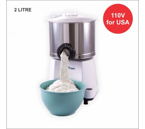 110 VOLT FOR USA (2 IN 1 COMBO) COMFORT PLUS TABLETOP WET GRINDER 2L WHITE COLOR + ATTA KNEADER 100% SS BODY